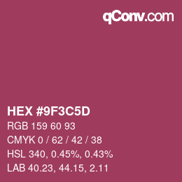 Color code: HEX #9F3C5D | qconv.com