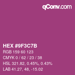 カラーコード: HEX #9F3C7B | qconv.com