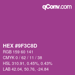 Color code: HEX #9F3C8D | qconv.com
