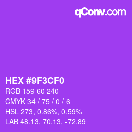 Color code: HEX #9F3CF0 | qconv.com