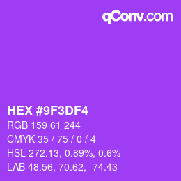 Color code: HEX #9F3DF4 | qconv.com