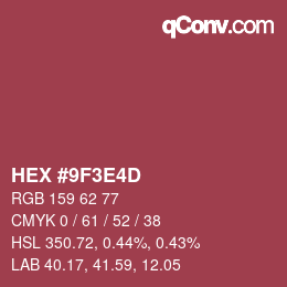 カラーコード: HEX #9F3E4D | qconv.com