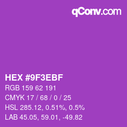 Color code: HEX #9F3EBF | qconv.com