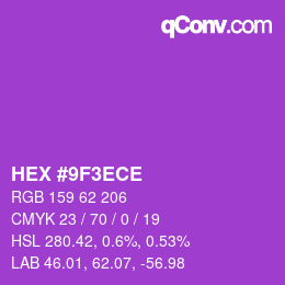 Farbcode: HEX #9F3ECE | qconv.com