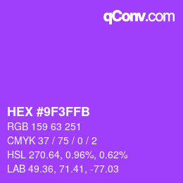 Color code: HEX #9F3FFB | qconv.com