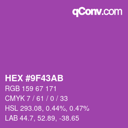 Color code: HEX #9F43AB | qconv.com