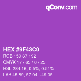 Color code: HEX #9F43C0 | qconv.com