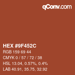 Color code: HEX #9F452C | qconv.com