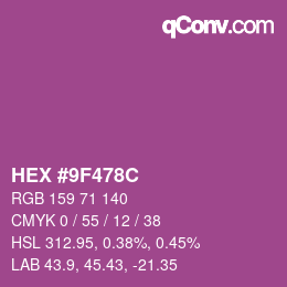 Color code: HEX #9F478C | qconv.com