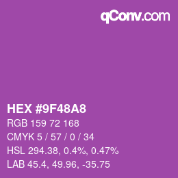 颜色代码: HEX #9F48A8 | qconv.com