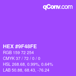 Color code: HEX #9F48FE | qconv.com