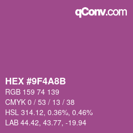 Color code: HEX #9F4A8B | qconv.com