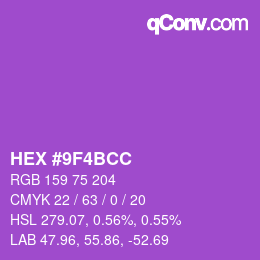 Color code: HEX #9F4BCC | qconv.com