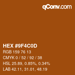 Color code: HEX #9F4C0D | qconv.com