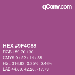 Farbcode: HEX #9F4C88 | qconv.com