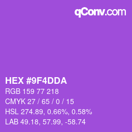 Color code: HEX #9F4DDA | qconv.com