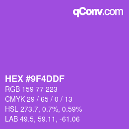 颜色代码: HEX #9F4DDF | qconv.com