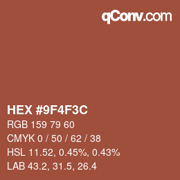 カラーコード: HEX #9F4F3C | qconv.com