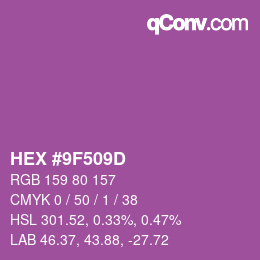颜色代码: HEX #9F509D | qconv.com