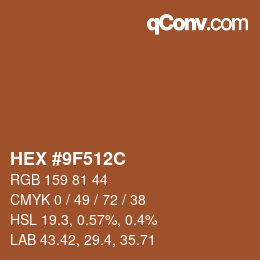 カラーコード: HEX #9F512C | qconv.com