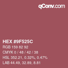 Color code: HEX #9F525C | qconv.com