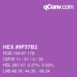 颜色代码: HEX #9F57B2 | qconv.com