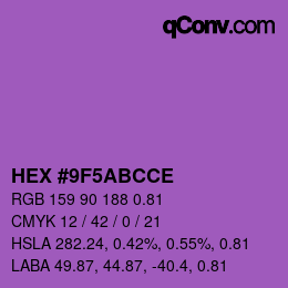Farbcode: HEX #9F5ABCCE | qconv.com