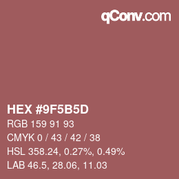 颜色代码: HEX #9F5B5D | qconv.com