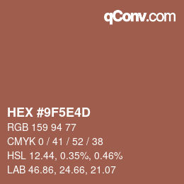 カラーコード: HEX #9F5E4D | qconv.com