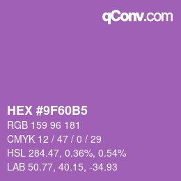 カラーコード: HEX #9F60B5 | qconv.com