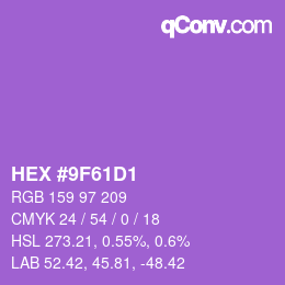 颜色代码: HEX #9F61D1 | qconv.com