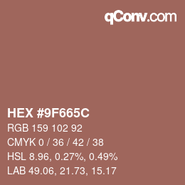 Color code: HEX #9F665C | qconv.com