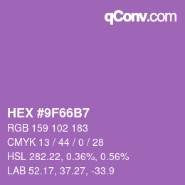 颜色代码: HEX #9F66B7 | qconv.com