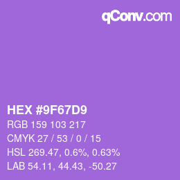 Color code: HEX #9F67D9 | qconv.com