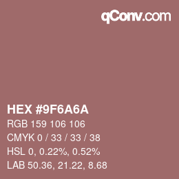 颜色代码: HEX #9F6A6A | qconv.com