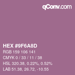 Color code: HEX #9F6A8D | qconv.com
