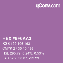 Color code: HEX #9F6AA3 | qconv.com