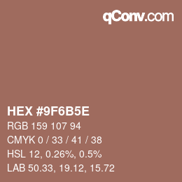Farbcode: HEX #9F6B5E | qconv.com