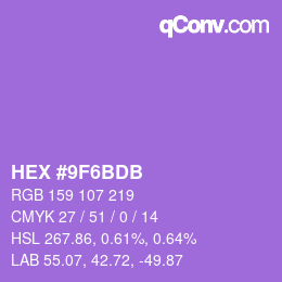 Color code: HEX #9F6BDB | qconv.com