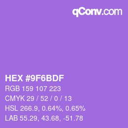 Color code: HEX #9F6BDF | qconv.com