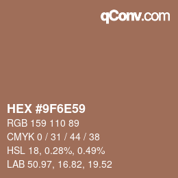 Código de color: HEX #9F6E59 | qconv.com