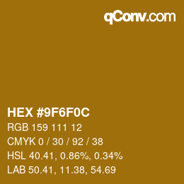 Color code: HEX #9F6F0C | qconv.com