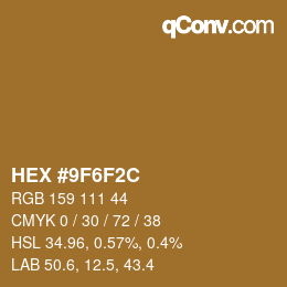 Color code: HEX #9F6F2C | qconv.com