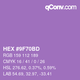 Farbcode: HEX #9F70BD | qconv.com
