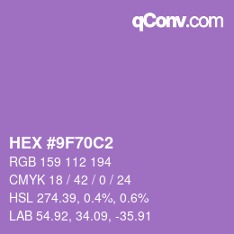 颜色代码: HEX #9F70C2 | qconv.com