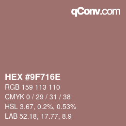 Color code: HEX #9F716E | qconv.com