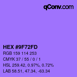 Color code: HEX #9F72FD | qconv.com
