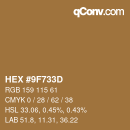 Color code: HEX #9F733D | qconv.com