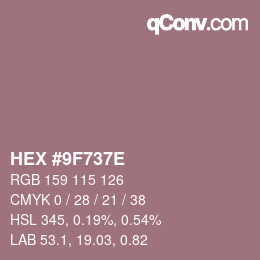 Color code: HEX #9F737E | qconv.com