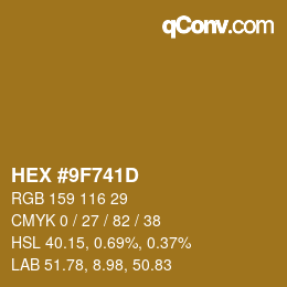 Color code: HEX #9F741D | qconv.com